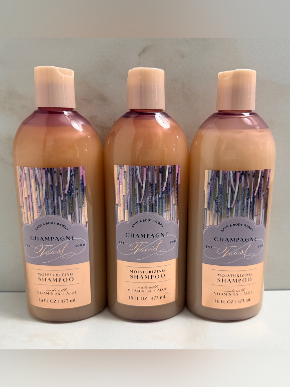 3 Bath & Body Works Champagne Toast Moisturizing Shampoo 16 oz NEW